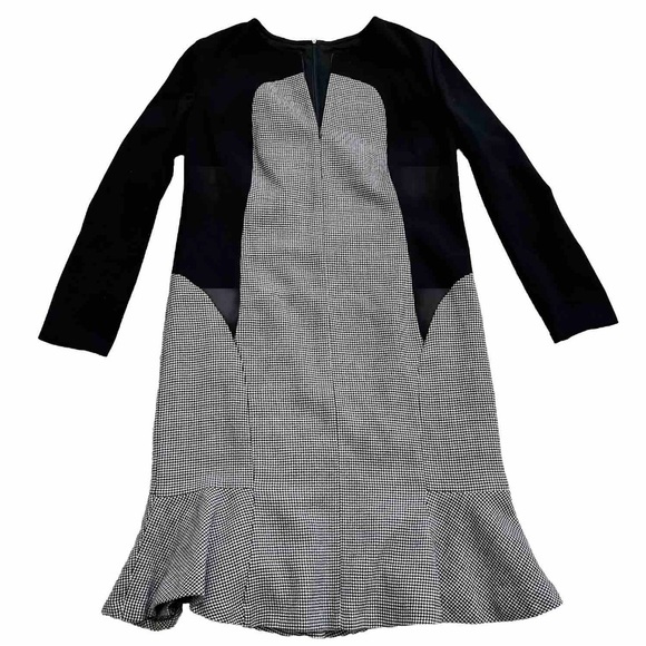 Akris Punto Dresses & Skirts - AKRIS PUNTO Womens Black Long Sleeve Houndstooth Wool Zip Front Flounce Skirt